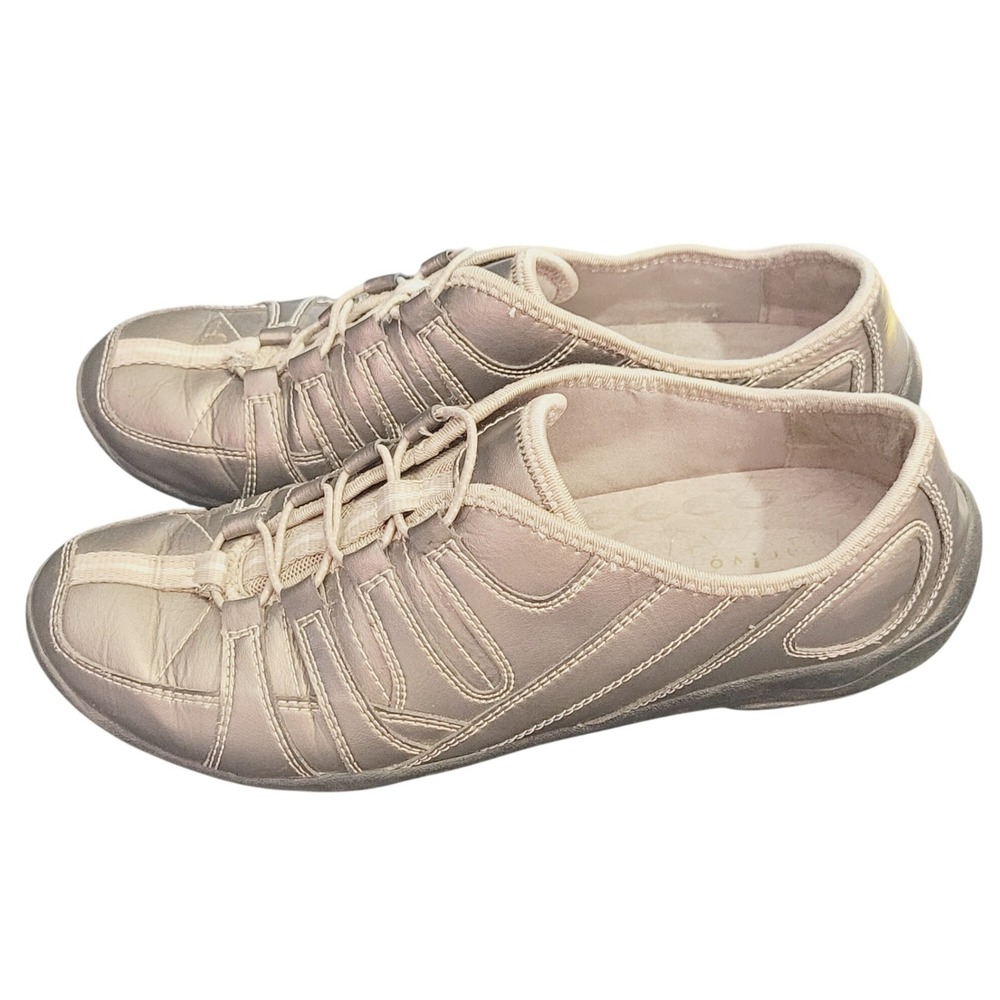 Clarks Privo IVO Silver Metallic Leather Comfort Lace Up Casual‎ Sneakers 7 Walk